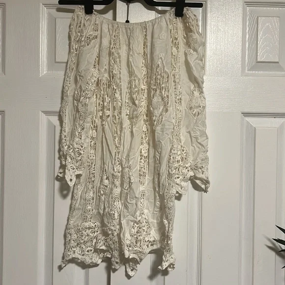 Miguelina Eyelet Knit Off Shoulder Mini Dress - Picture 2 of 7